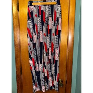 Roz & Ali Wide Leg Pants Womens 2X Red Black Abstract Pull On Geometric Casual